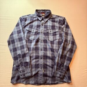 North Face Shirt‎ Mens Medium Blue Plaid Long Sleeve Button Up Outdoor FW13
